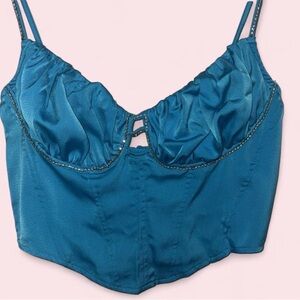 ASOS blue Satin Bustier Crop Top